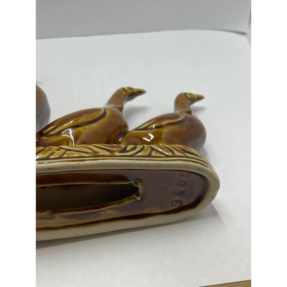 Brown Drip Glaze Goose And Goslings Figurine - Picture 5 of 7